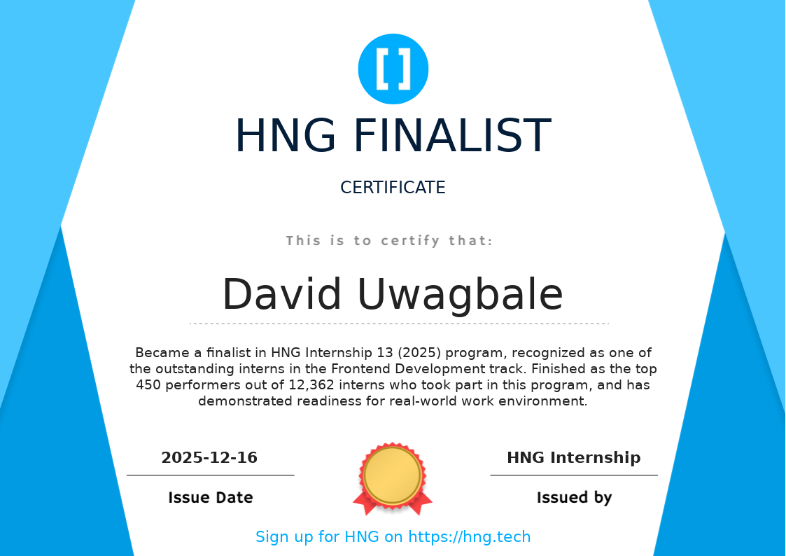 Frontend Intern Finalist